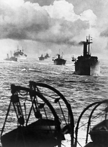 View from on board a collier of an East Coast Convoy